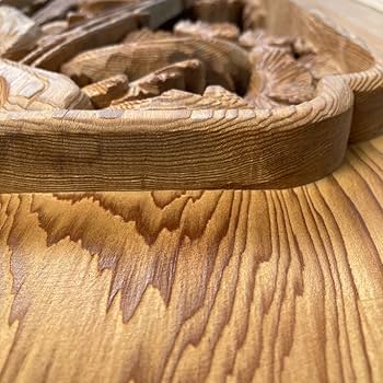 Amazon.co.jp: 銘あり 作家物 高級 欄間 近江八景 裏表立体彫り